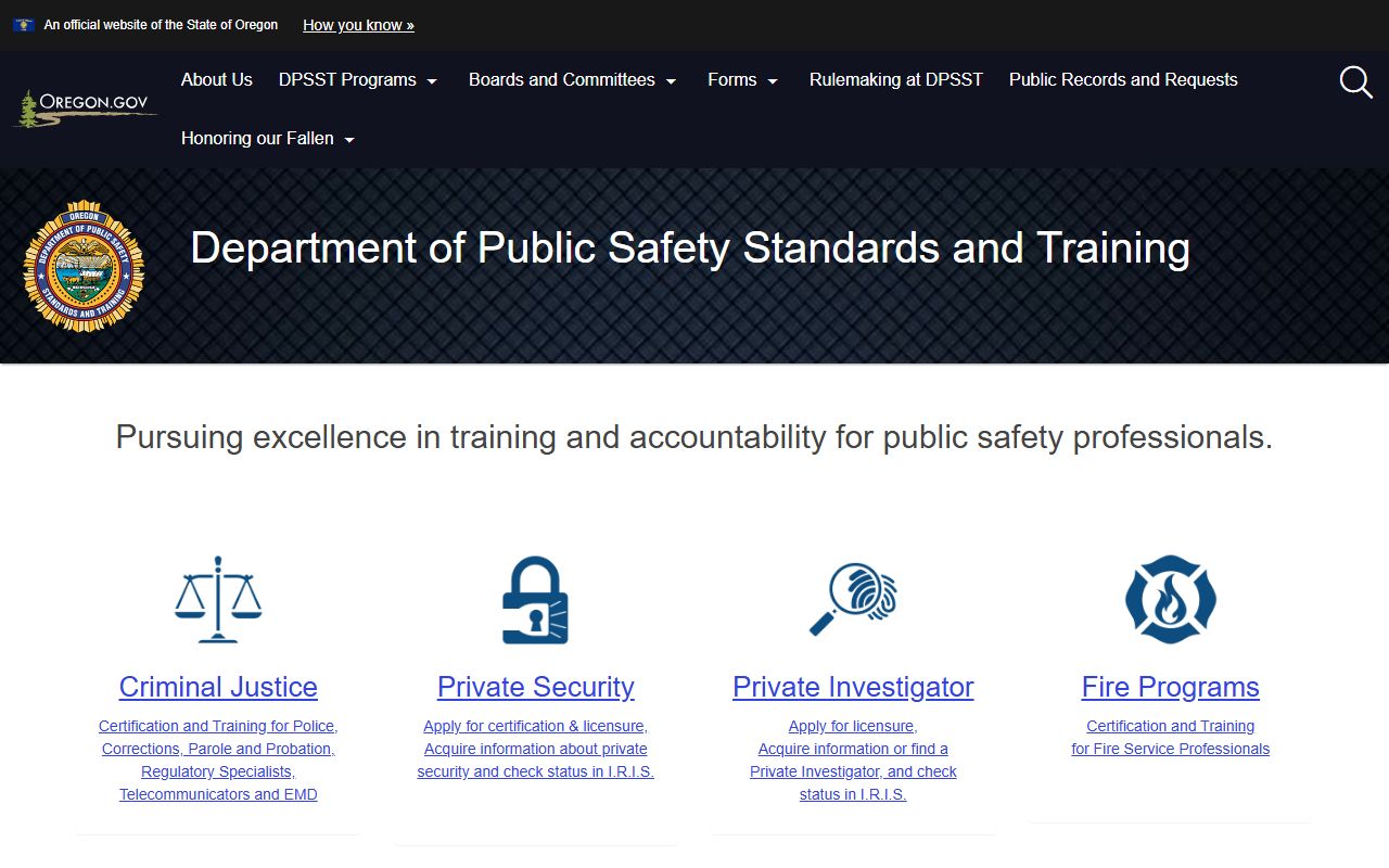 Oregon DPSST certification lookup for police records and officer verification