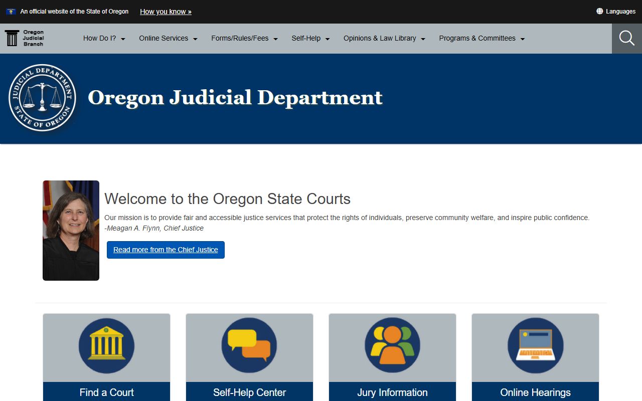 Oregon court system portal for accessing police records and criminal cases