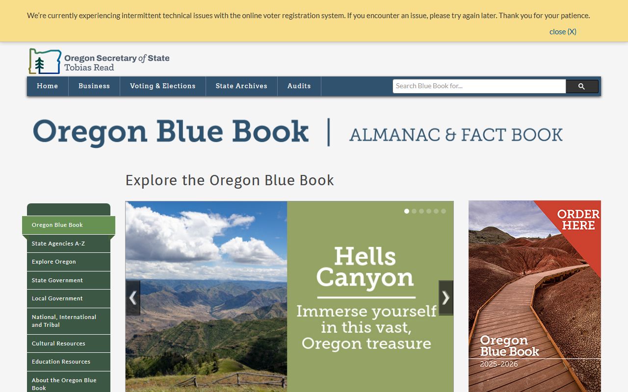 Oregon Blue Book government directory for police records agency contacts