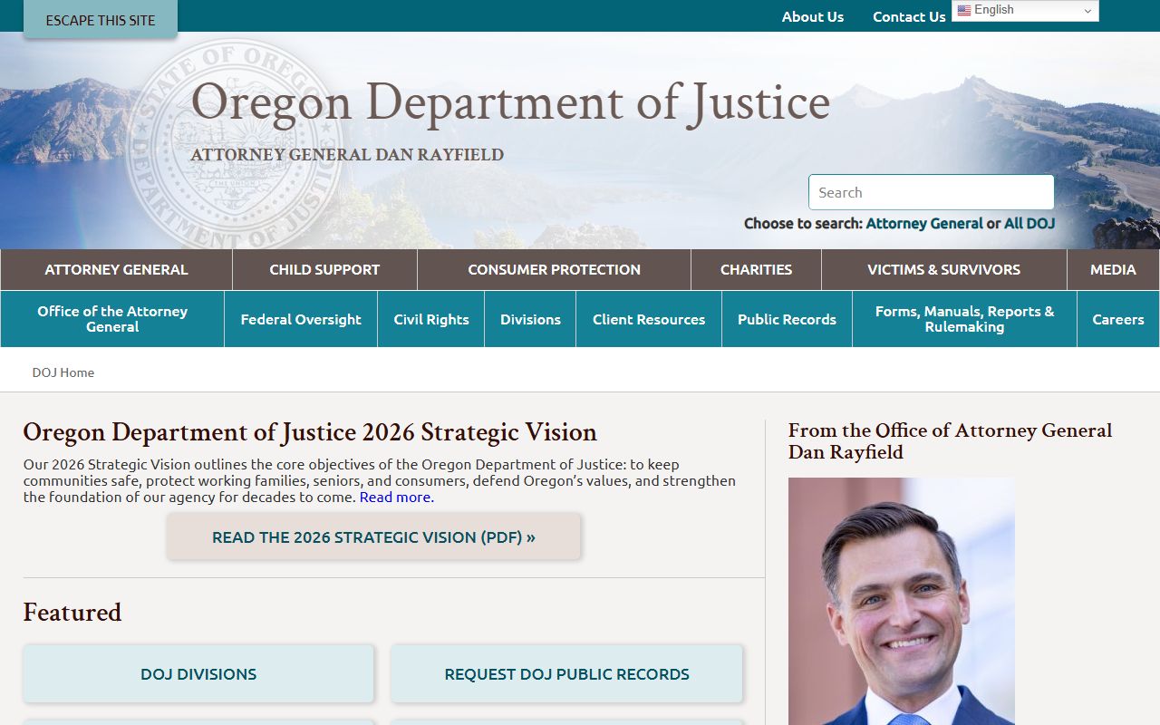 Oregon Department of Justice legal authority for police records disputes